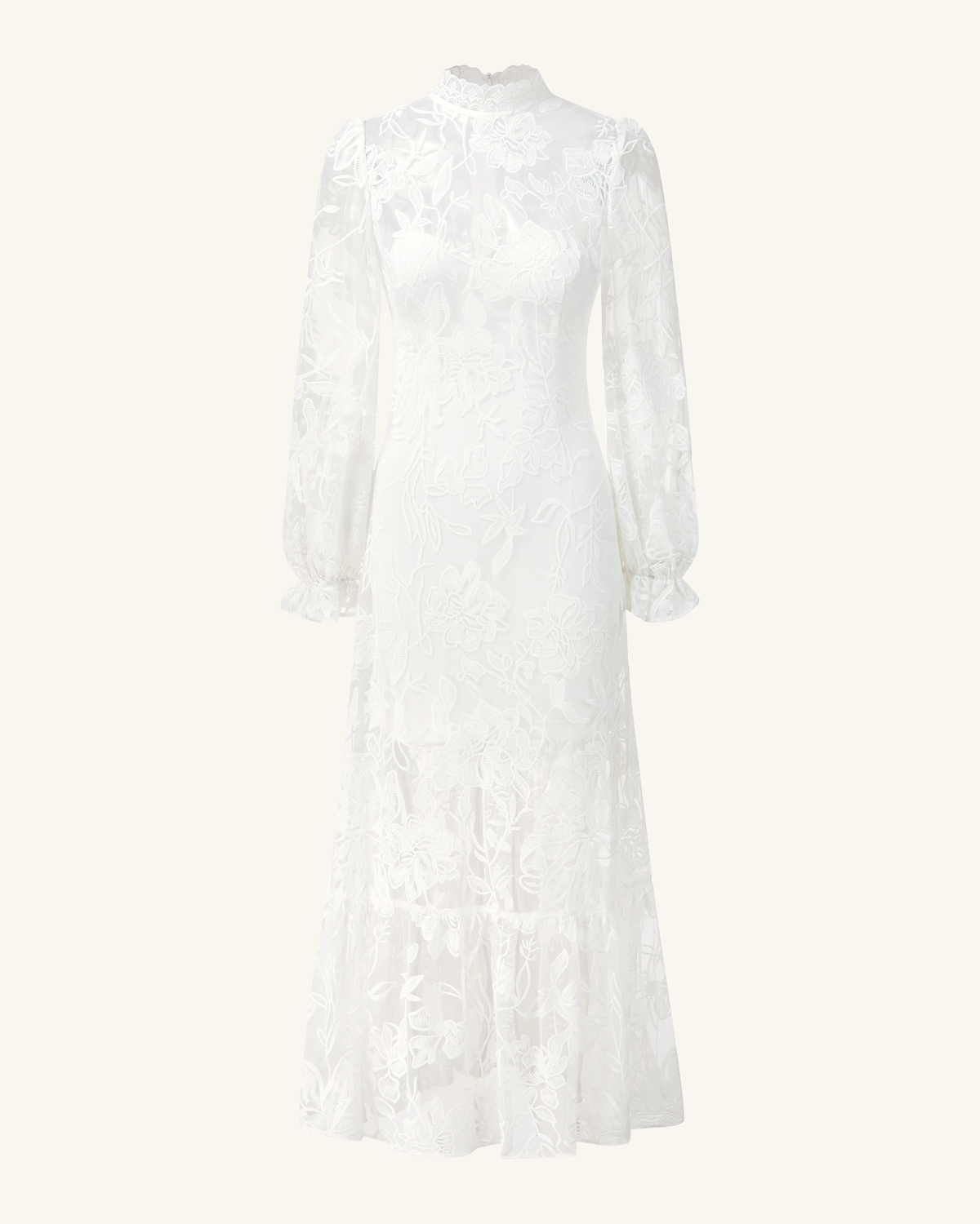 Elegant Lace Midi Dress - White | JW PEI