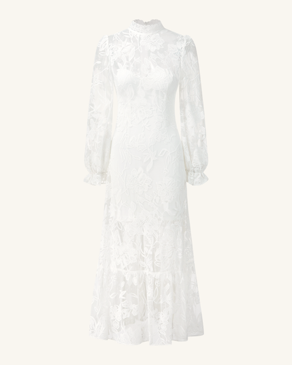 Elegant Lace Midi Dress - White | JW PEI