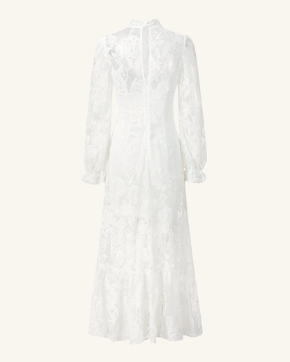 Elegant Lace Midi Dress - White | JW PEI