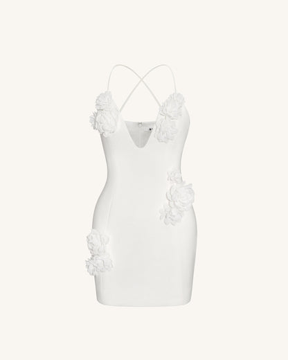 Floral Embrace Sleeveless Gown - White | JW PEI