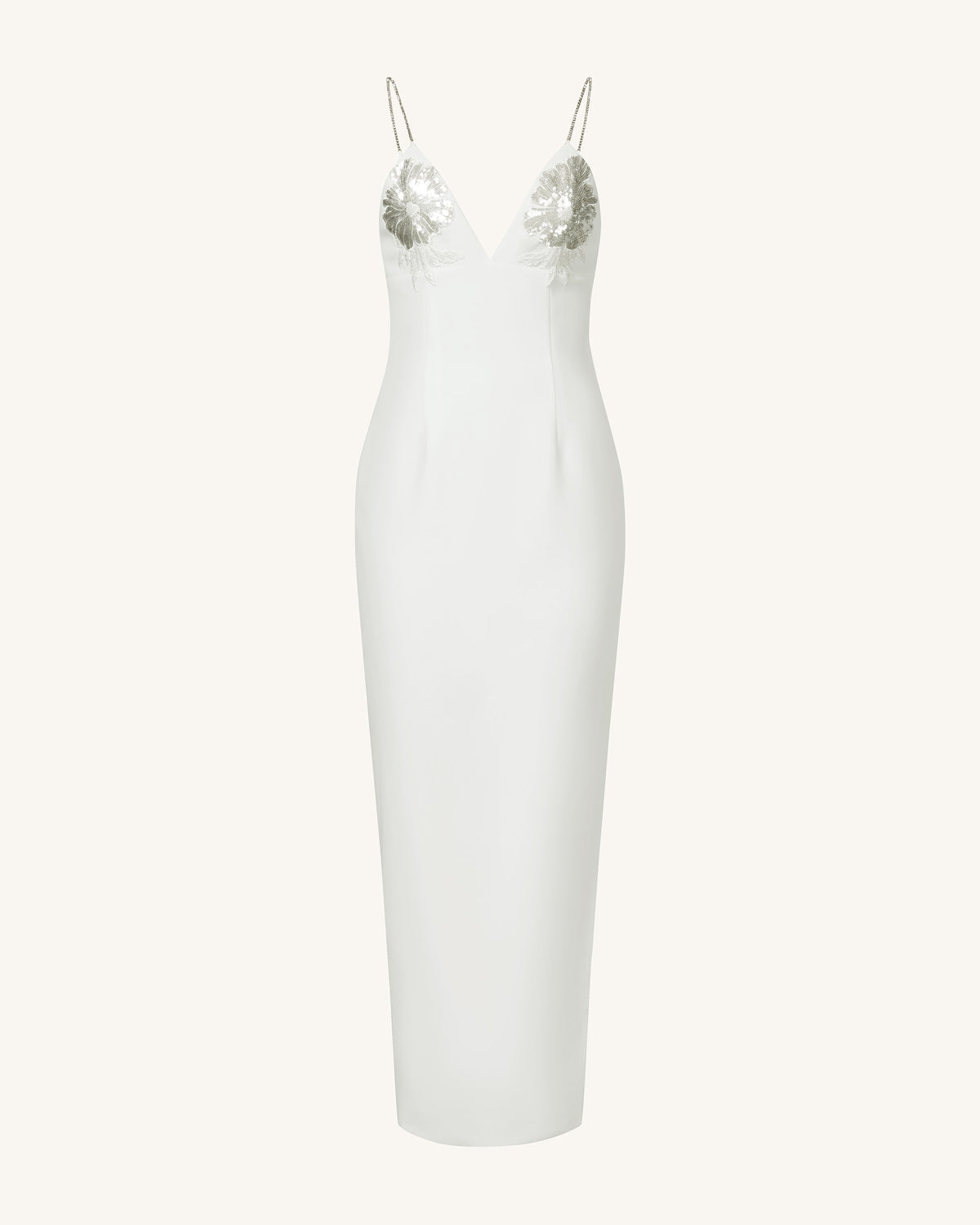 Ayliua Sweetheart-Neckline Rhinestones Embellished White Long Dress - | JW PEI