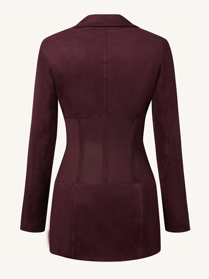 Faux Suede Corset Jacket Mini Dress - Claret | JW PEI
