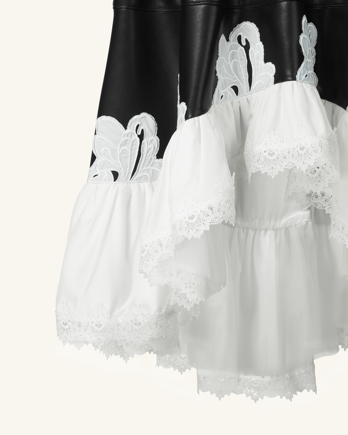 Zora Lace Trim Leather Dress - Black | JW PEI