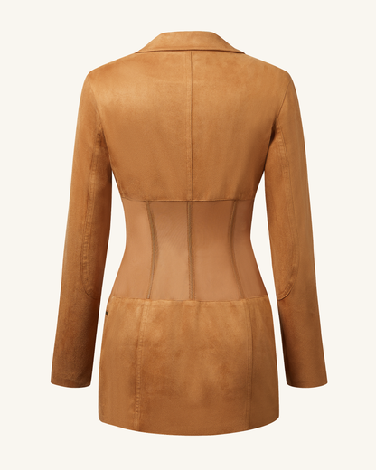Faux Suede Corset Jacket Mini Dress - Camel | JW PEI