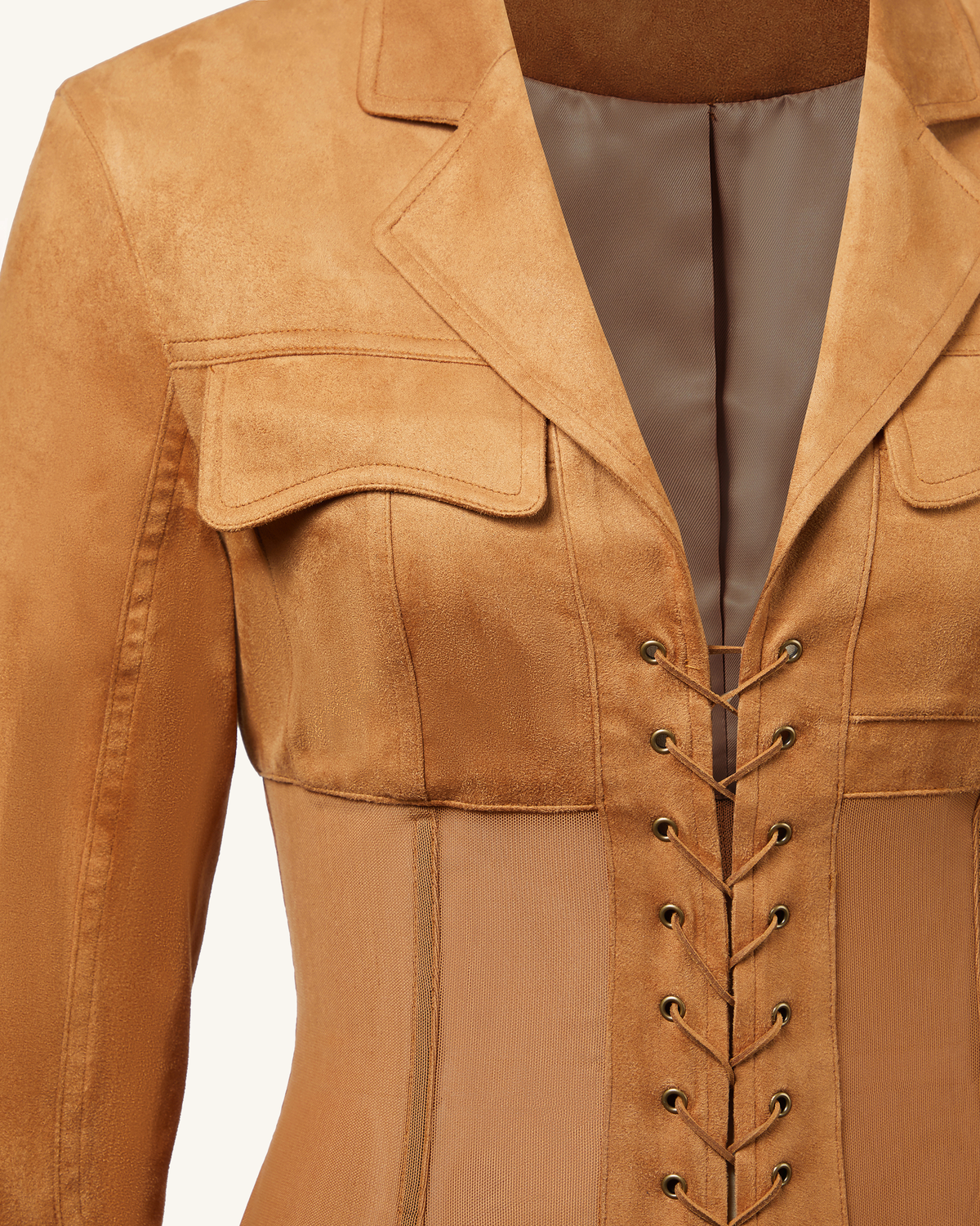 Faux Suede Corset Jacket Mini Dress - Camel | JW PEI