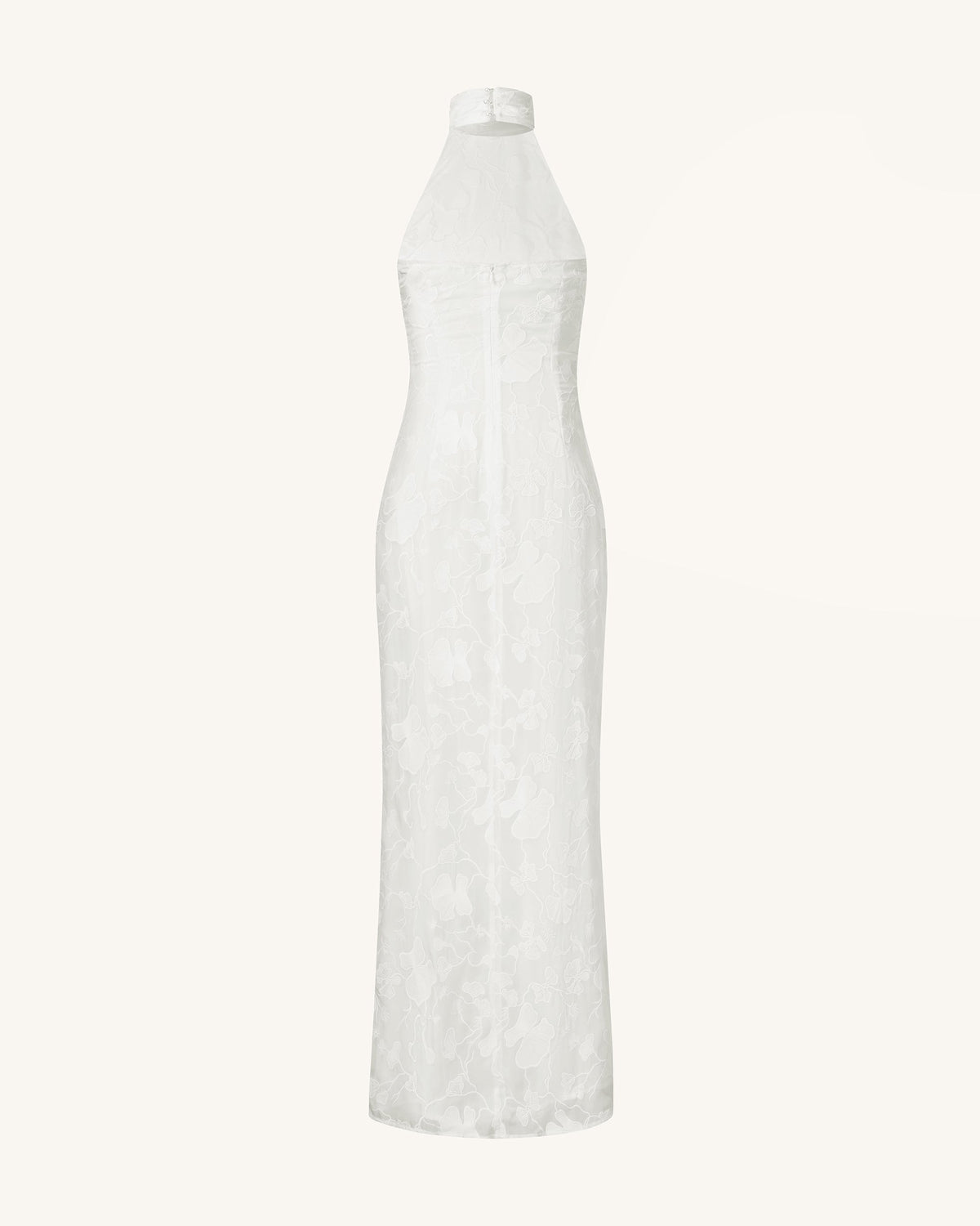 Uliana White Floral Lace Halterneck Maxi Dress - White | JW PEI