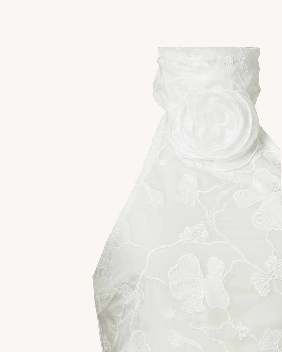Uliana White Floral Lace Halterneck Maxi Dress - White | JW PEI