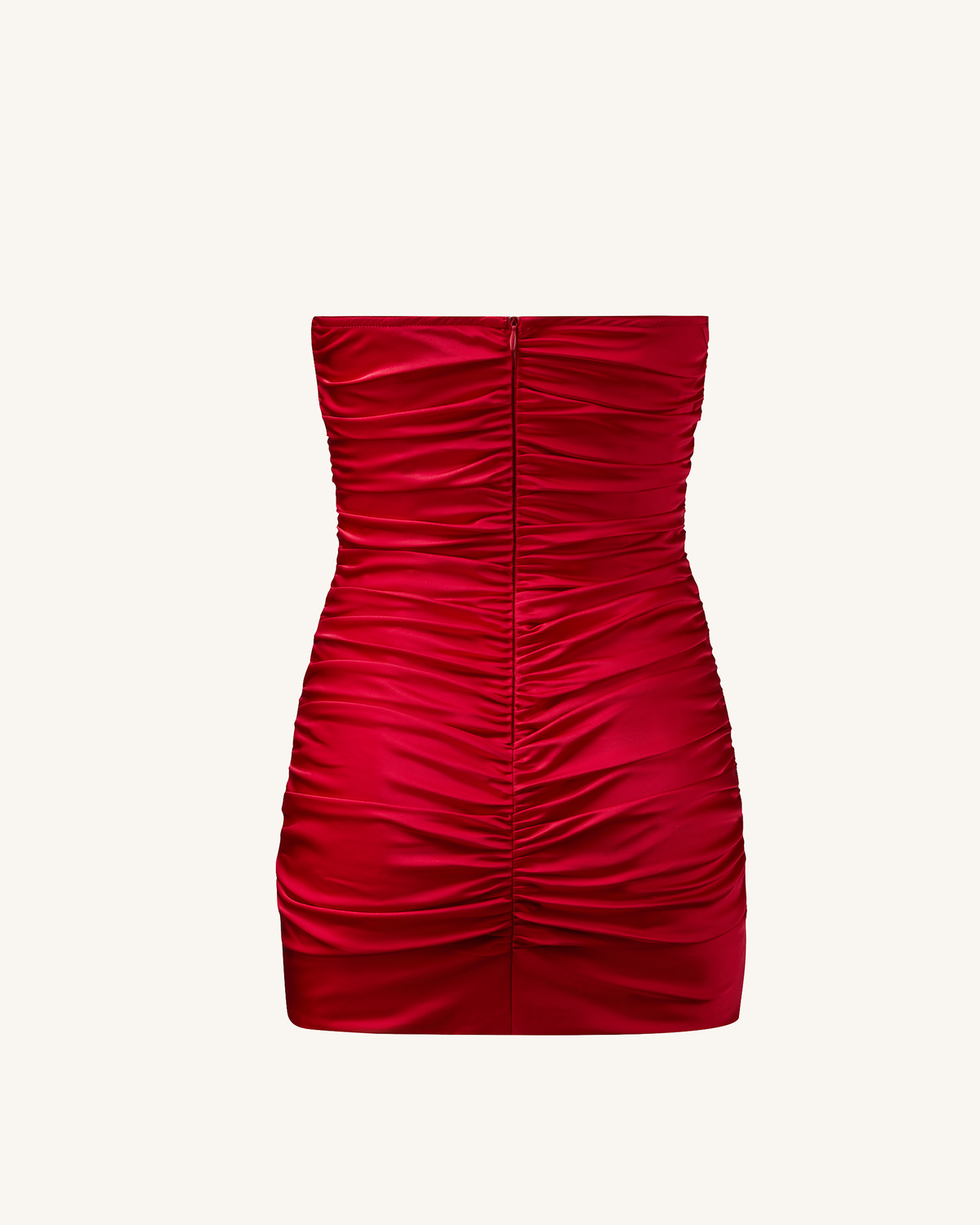 Bailee Red Floral Applique And Ruched Tube Mini Dress - Red | JW PEI