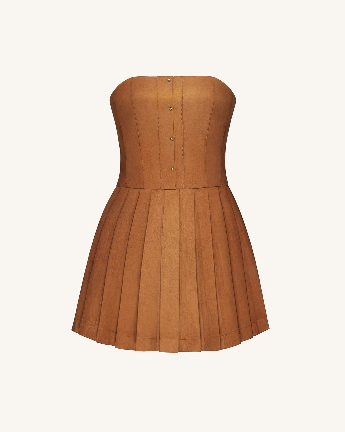 Ellie Pleated Velvet Dress - Caramel | JW PEI