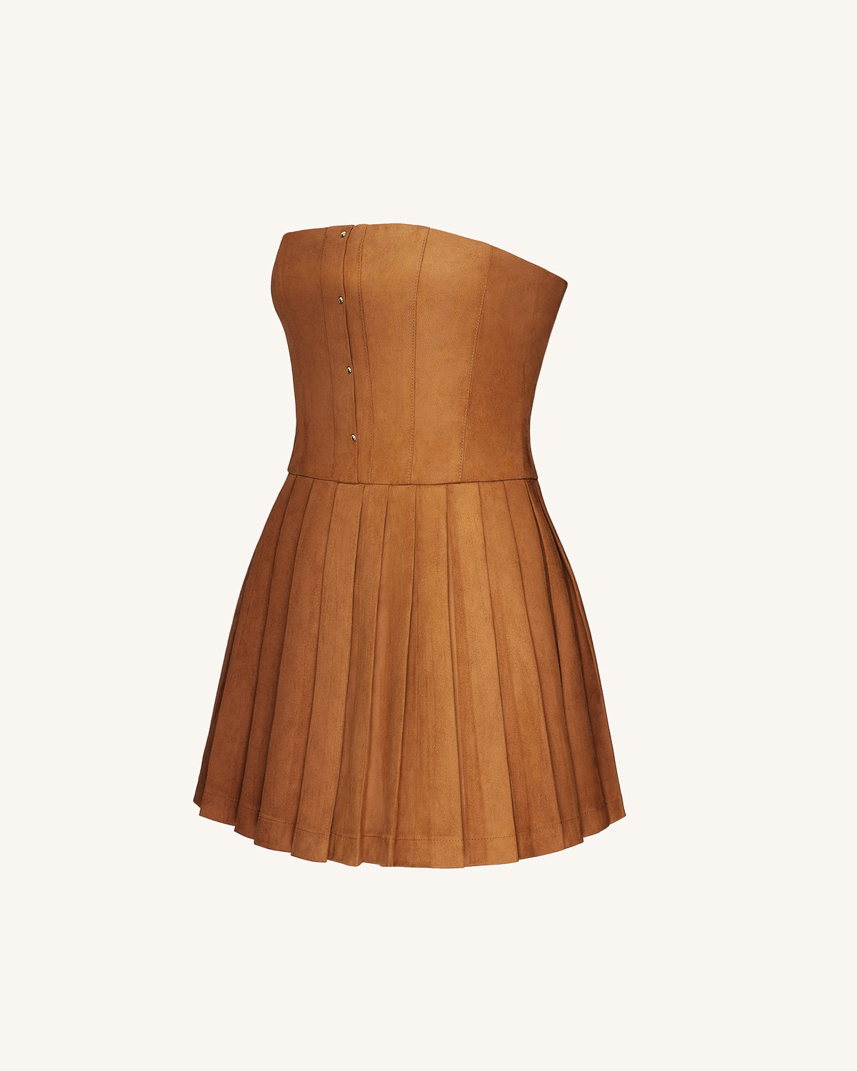 Ellie Pleated Velvet Dress - Caramel | JW PEI