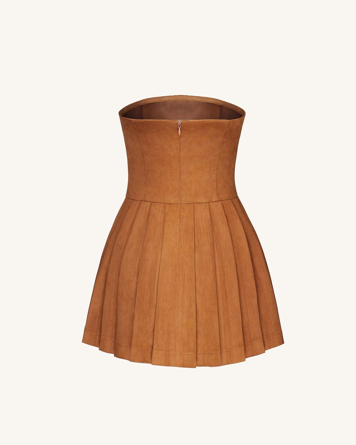 Ellie Pleated Velvet Dress - Caramel | JW PEI