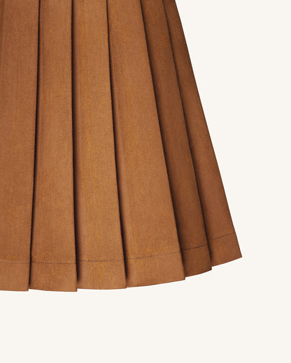 Ellie Pleated Velvet Dress - Caramel | JW PEI