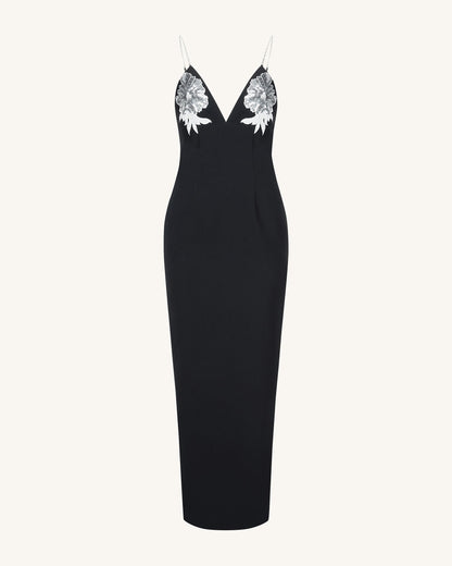 Ayliua Sweetheart-Neckline Rhinestones Embellished Black Long Dress - | JW PEI
