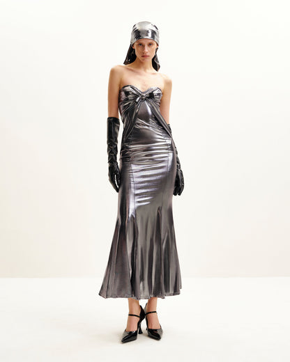Olivia Silver Maxi Tube Dress - Silver | JW PEI