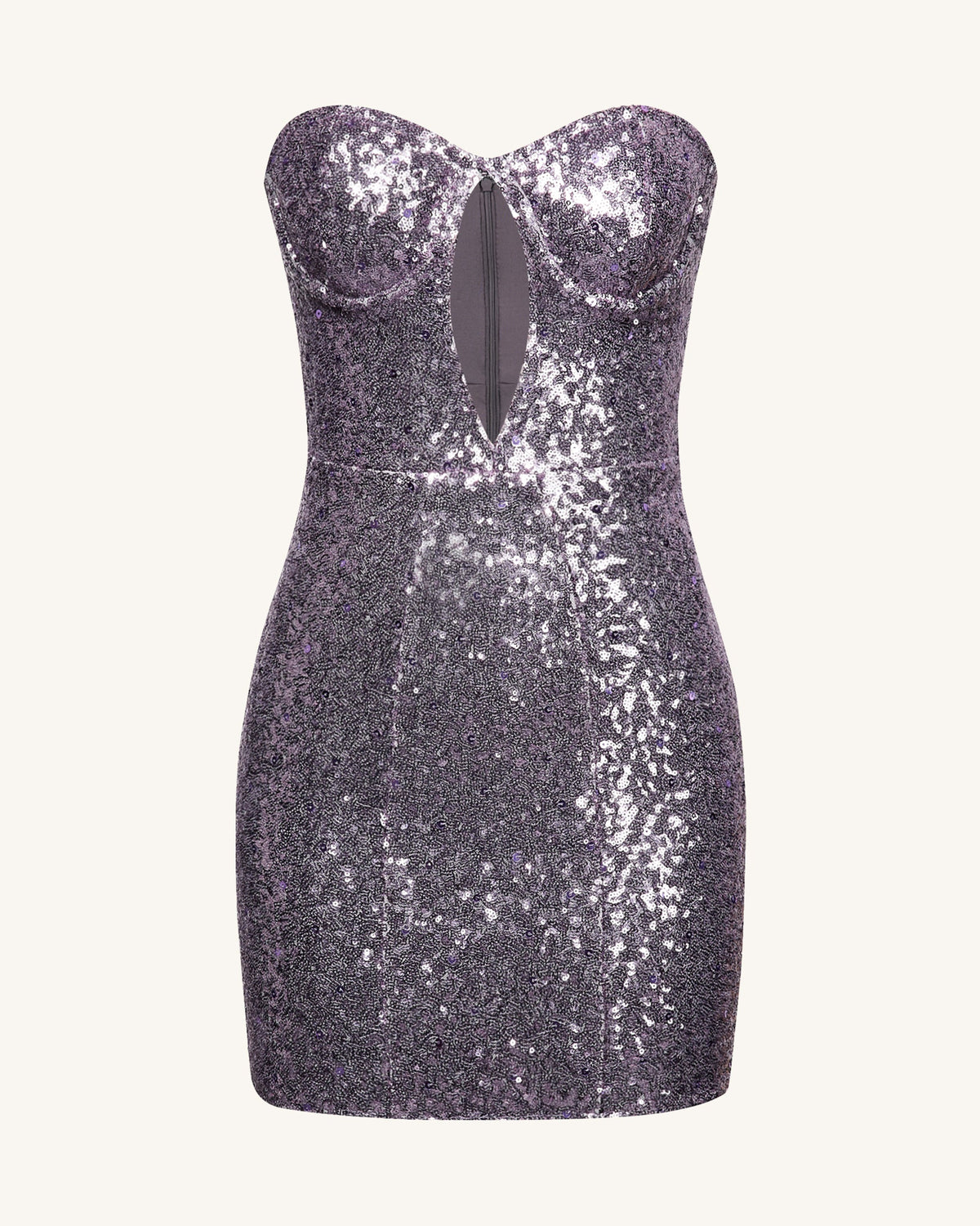 Brynlee Purple Sequinned Strapless Mini Dress - Purple | JW PEI