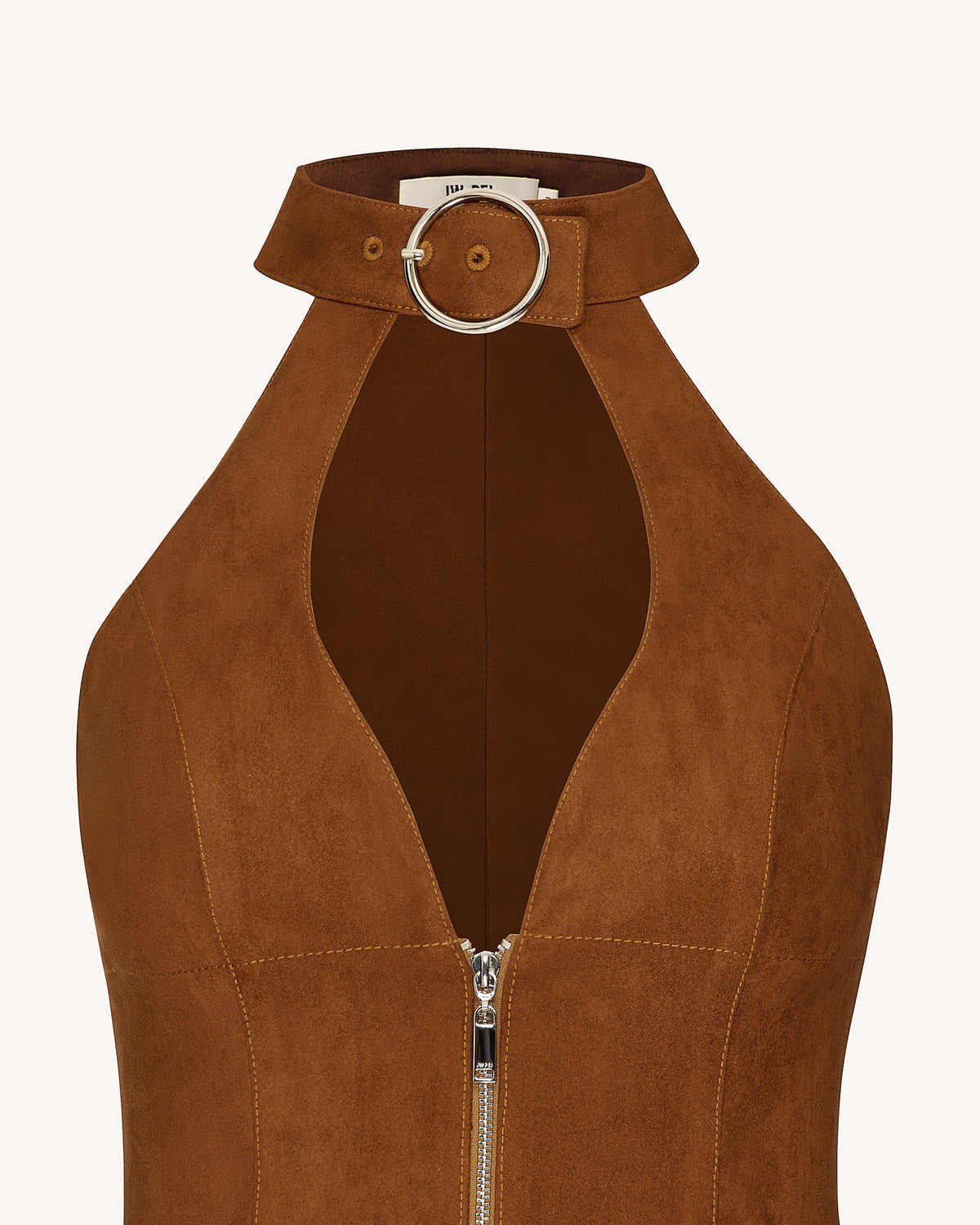 Ruby Halter Neck Zipper Mini Dress - Brown | JW PEI
