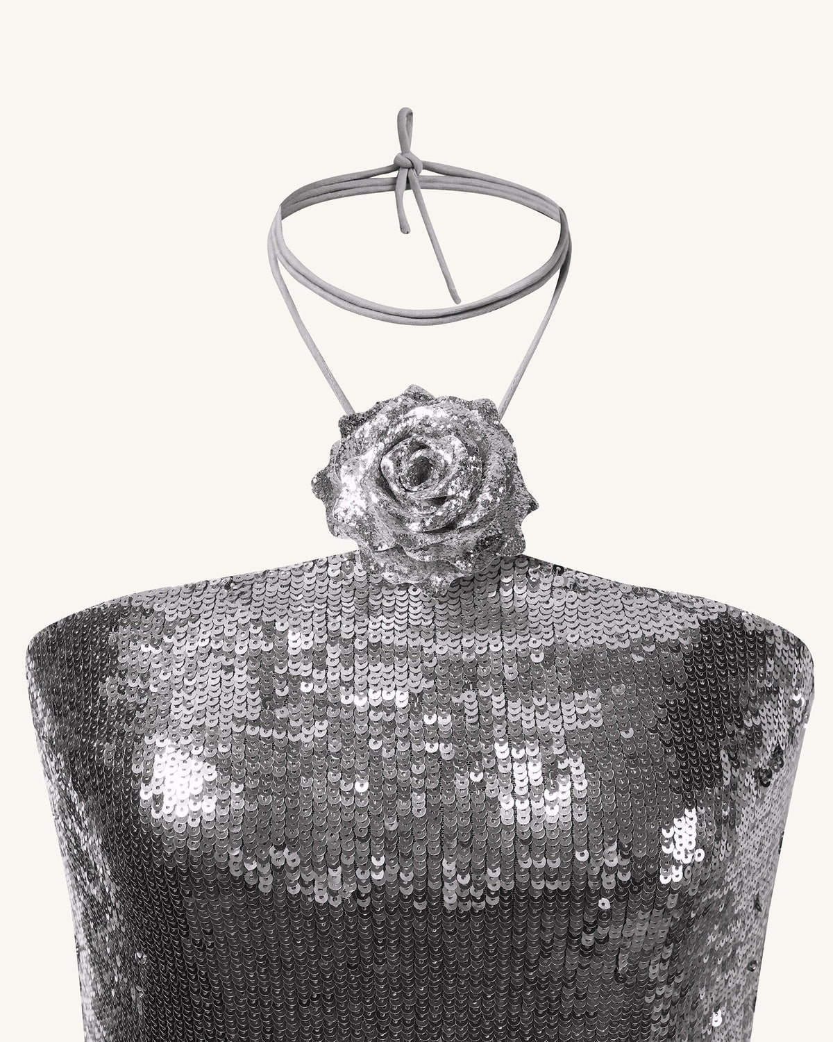 Burgundy Silver Sequinned Halter Mini Dress - Silver | JW PEI