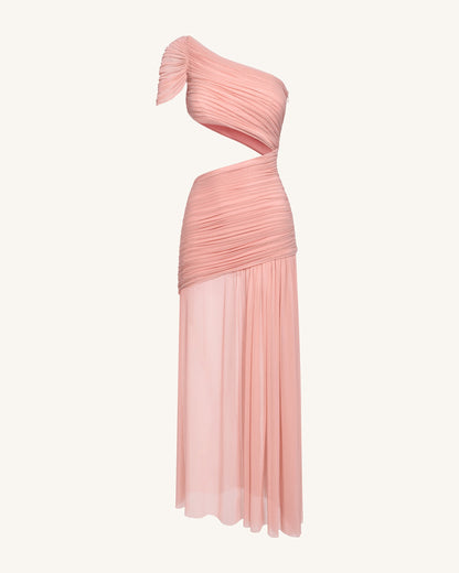 Mia Pleated Mesh Dress - Blush | JW PEI