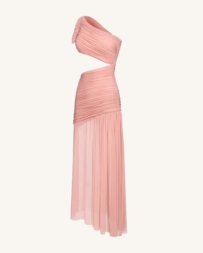 Mia Pleated Mesh Dress - Blush | JW PEI