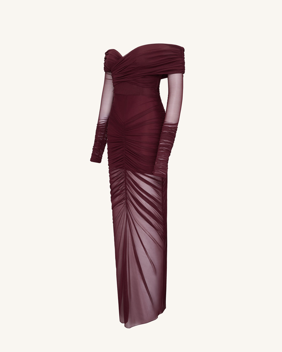 Emily Elegant Off-Shoulder Ruched Gown - Red | JW PEI