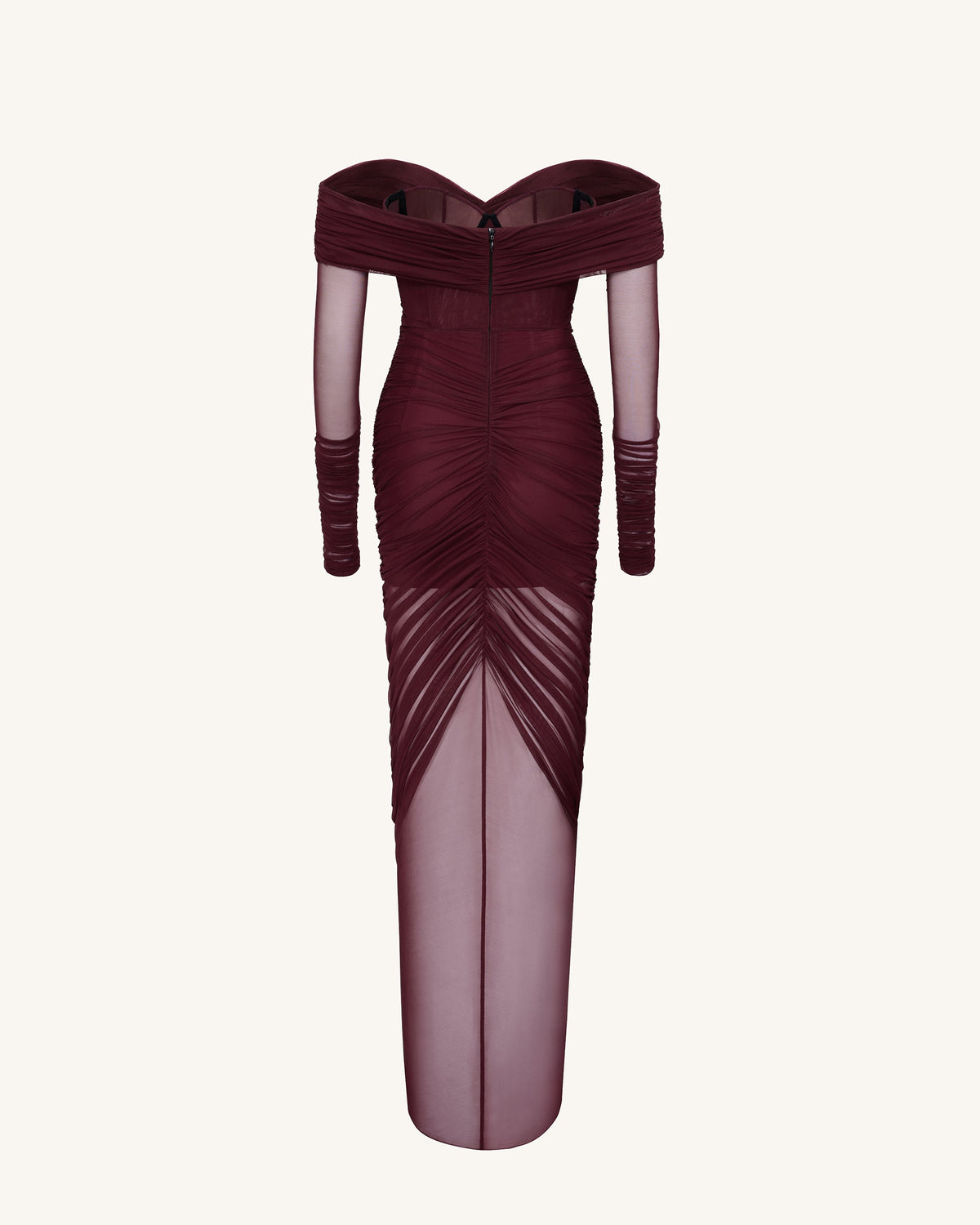 Emily Elegant Off-Shoulder Ruched Gown - Red | JW PEI