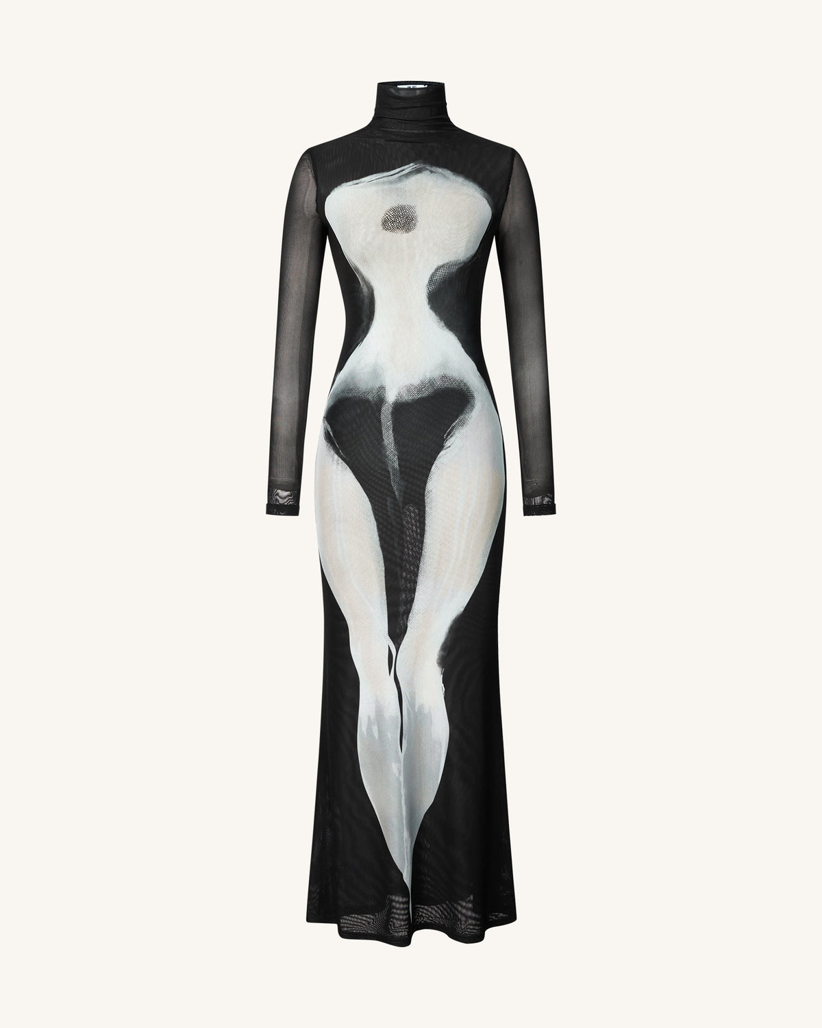 Eva Body Print Mesh Dress - Black and White | JW PEI