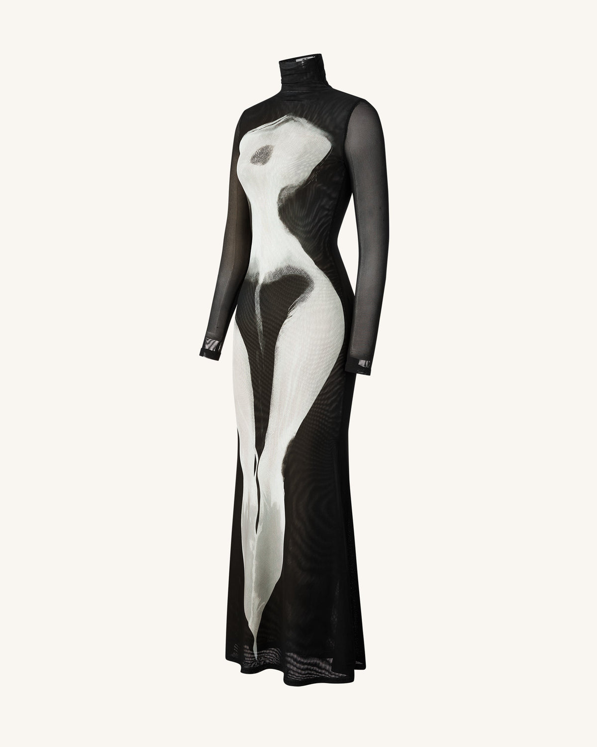 Eva Body Print Mesh Dress - Black and White | JW PEI