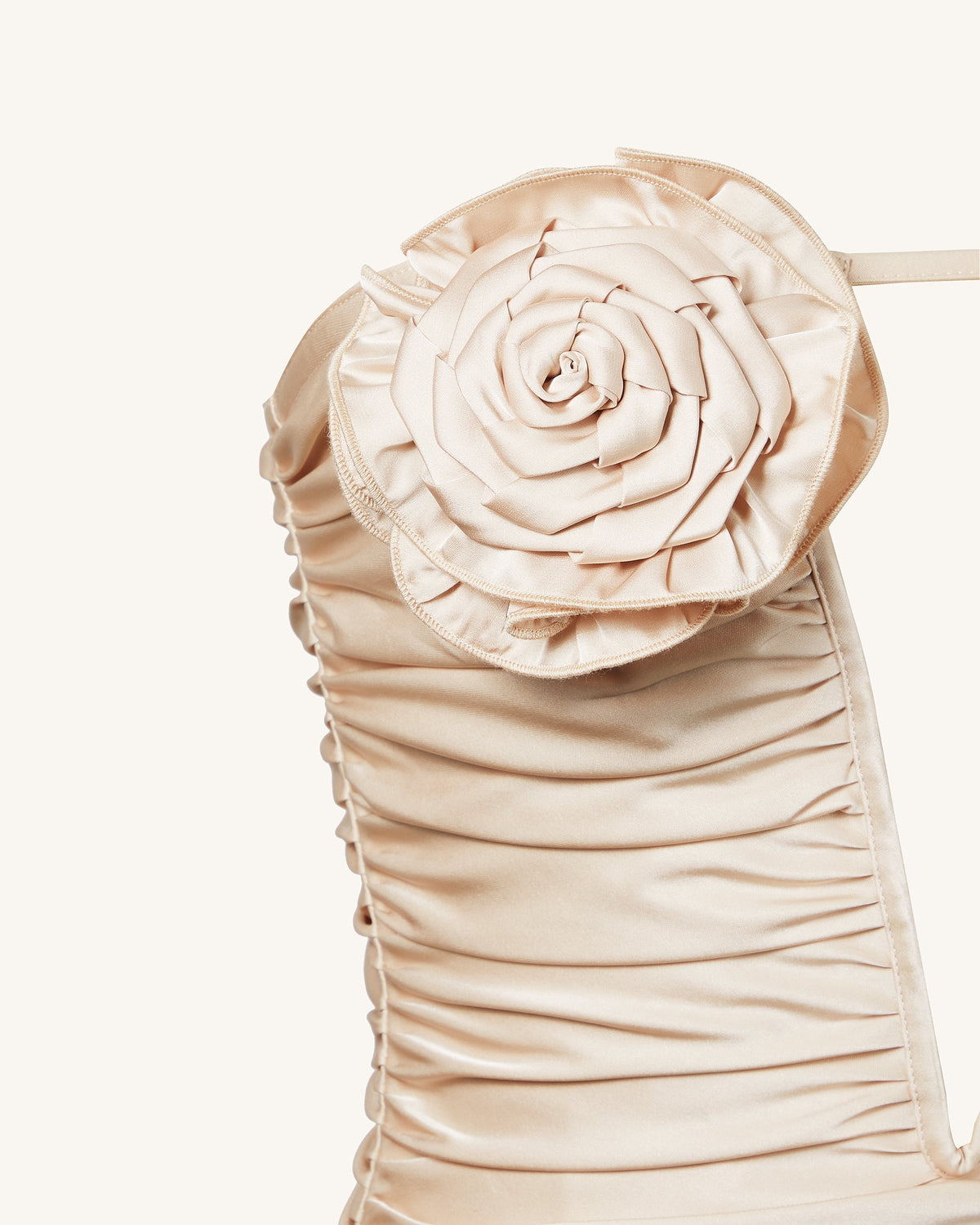Bailee Apricot Floral Applique And Ruched Tube Mini Dress - Apricot | JW PEI