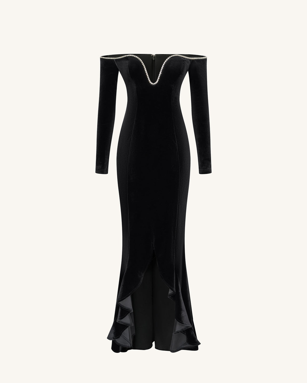 Allison Off-Shoulder Evening Gown - Black | JW PEI