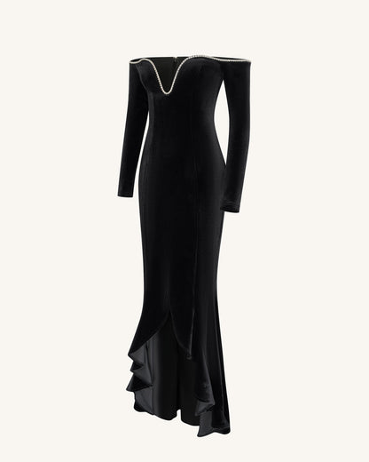 Allison Off-Shoulder Evening Gown - Black | JW PEI