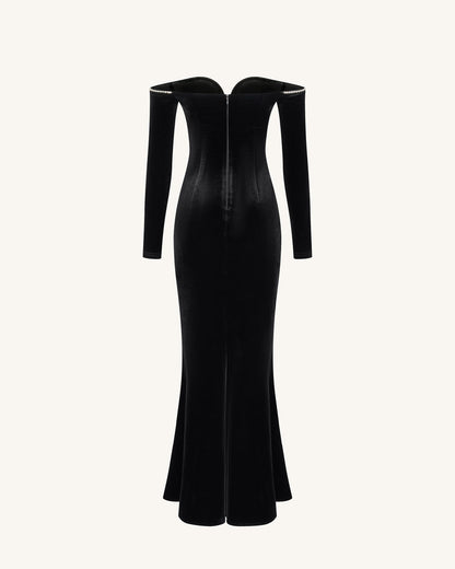 Allison Off-Shoulder Evening Gown - Black | JW PEI