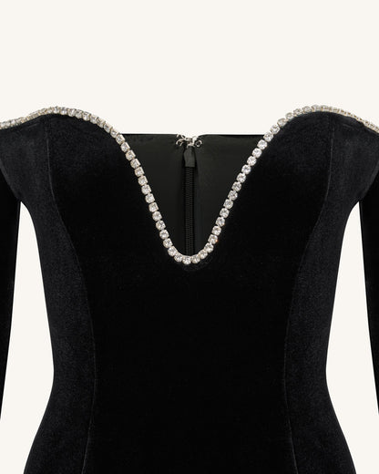 Allison Off-Shoulder Evening Gown - Black | JW PEI