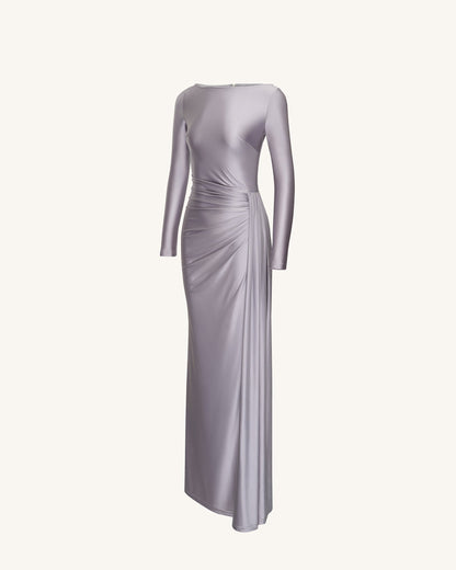 Amara Metallic Ruched Dress - Silver | JW PEI