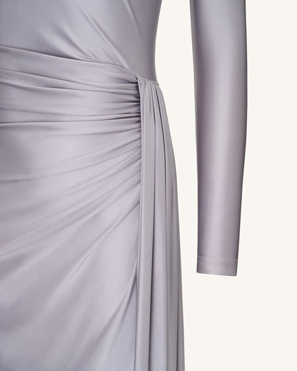 Amara Metallic Ruched Dress - Silver | JW PEI