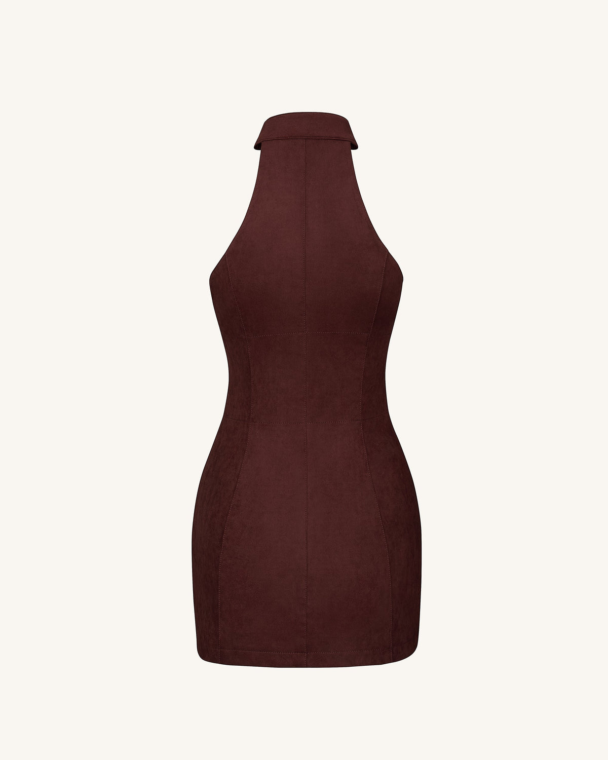 Ruby Halter Neck Zipper Mini Dress - Coffee Red | JW PEI