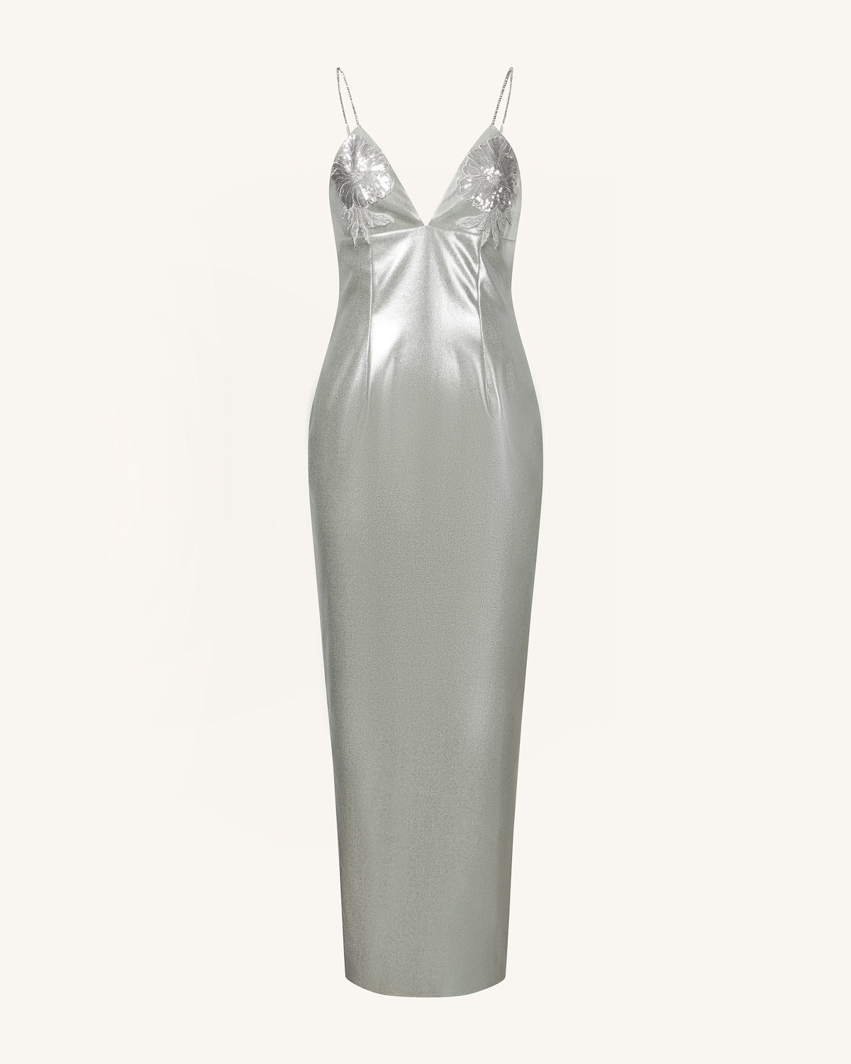 Ayliua Sweetheart-Neckline Rhinestones Embellished Silver Long Dress - | JW PEI