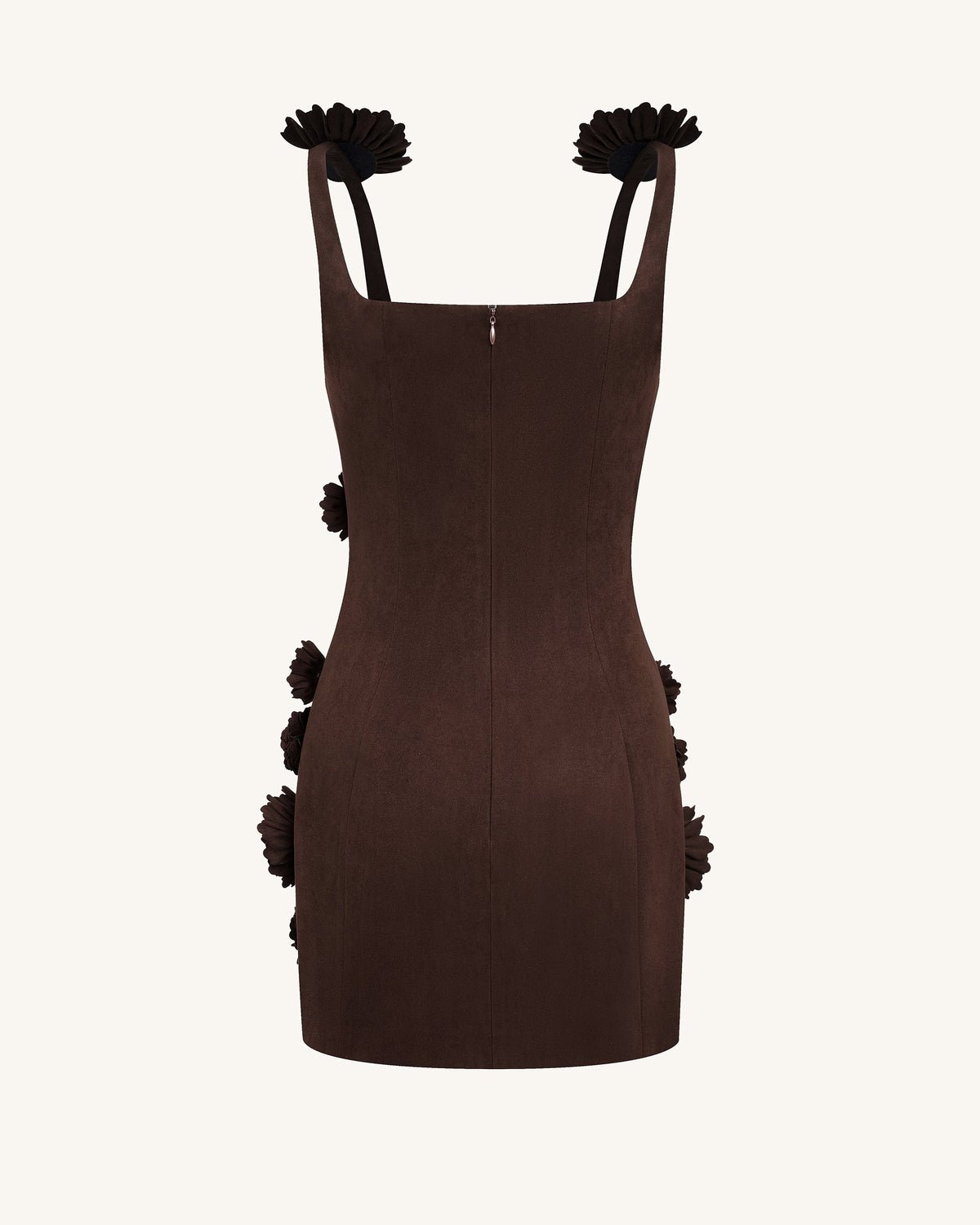 Elaina Rosette Applique Mini Dress - Chocolate Brown | JW PEI