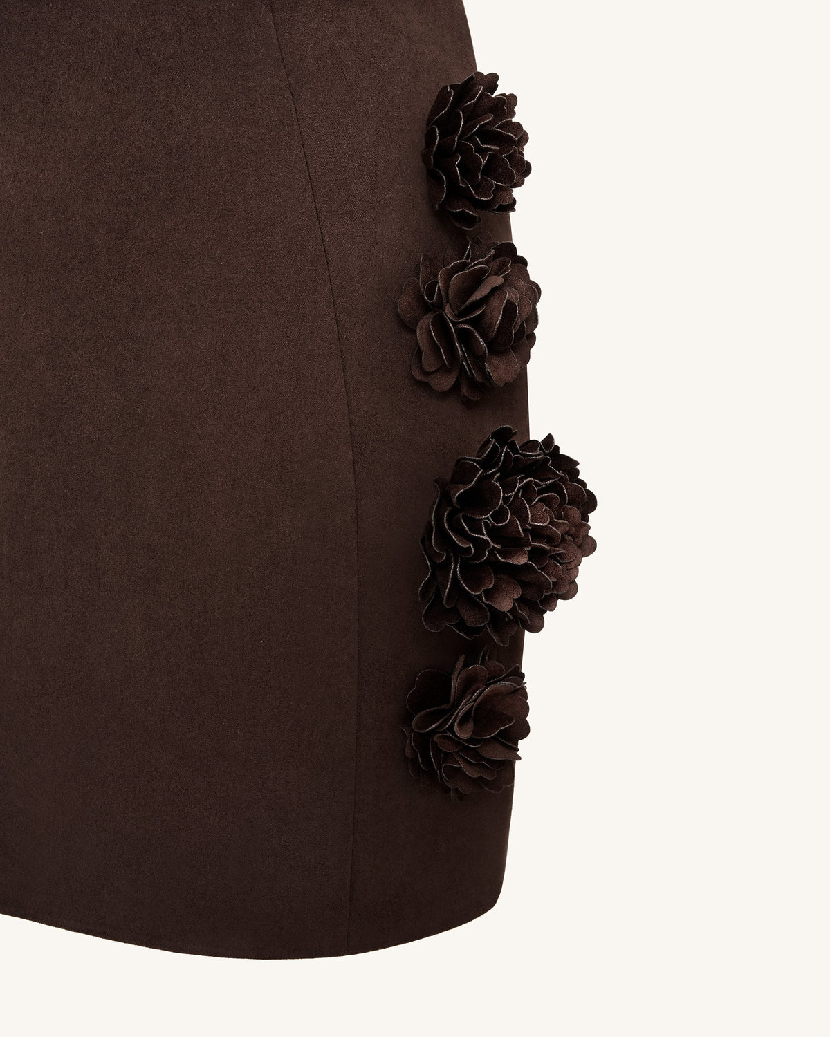 Elaina Rosette Applique Mini Dress - Chocolate Brown | JW PEI