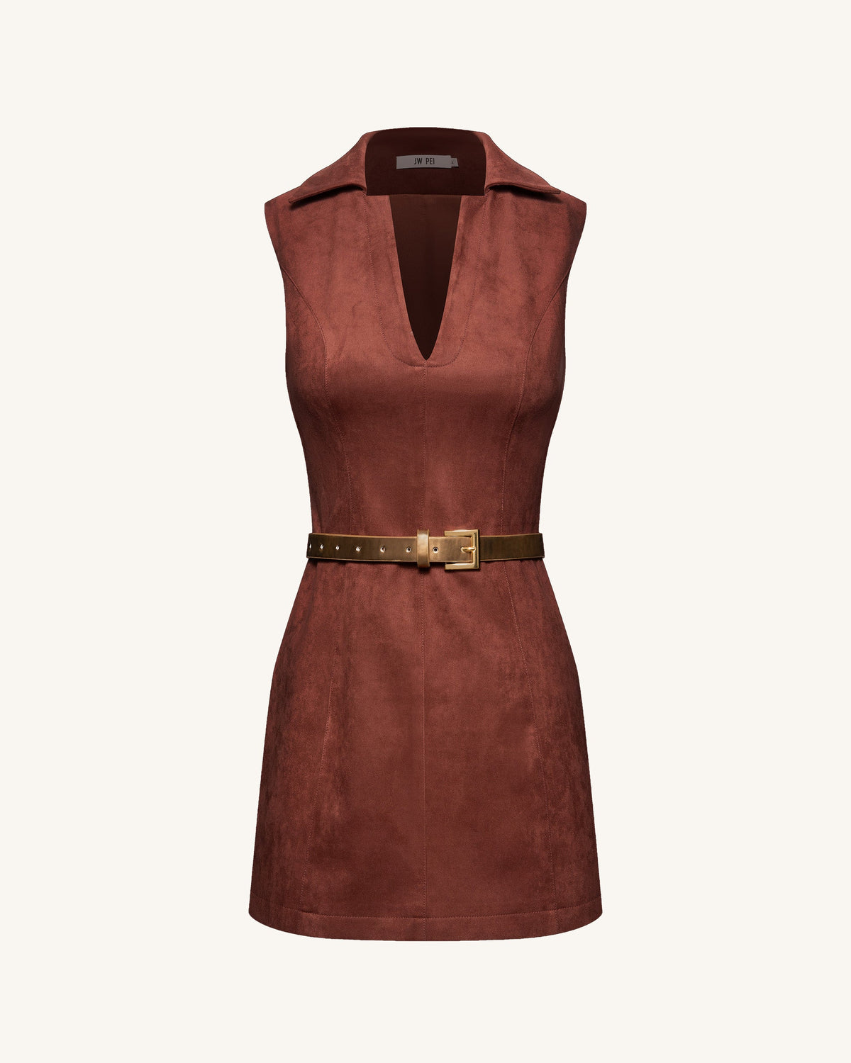 Ariana Sleeveless Suedes Mini Dress - Burgundy | JW PEI