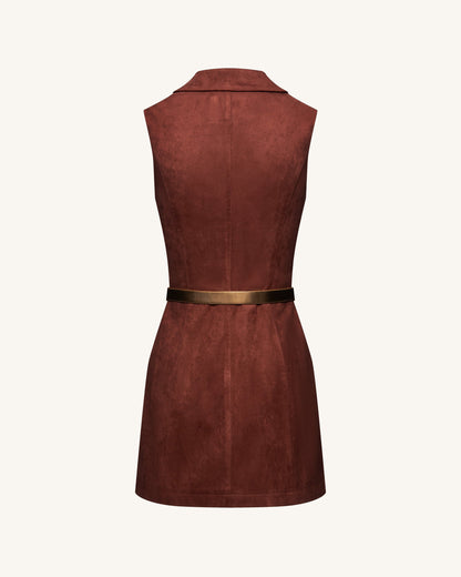 Ariana Sleeveless Suedes Mini Dress - Burgundy | JW PEI