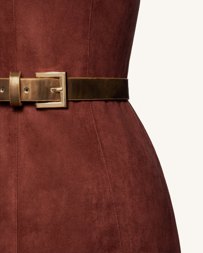 Ariana Sleeveless Suedes Mini Dress - Burgundy | JW PEI