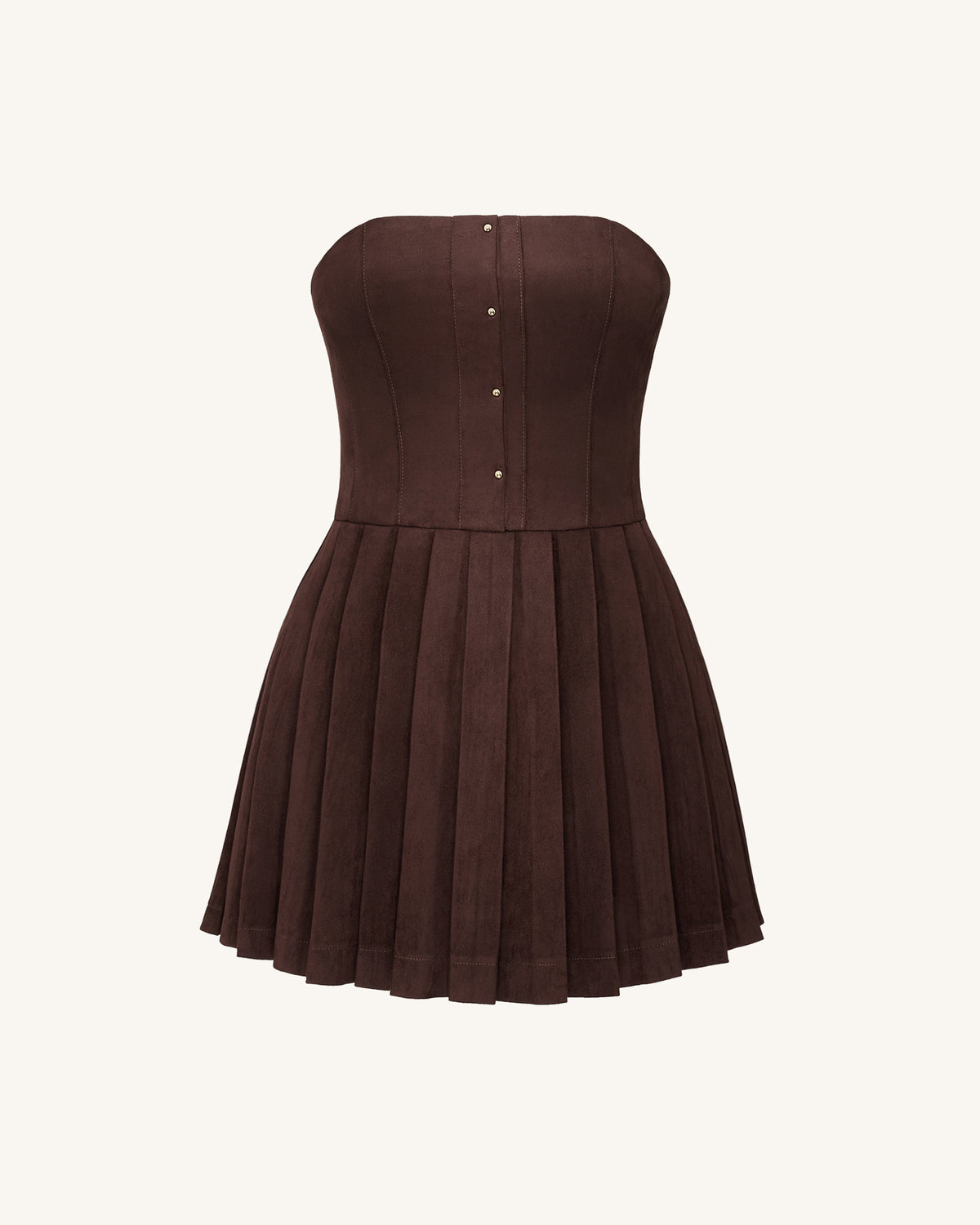 Ellie Pleated Velvet Dress - Chocolate Brown | JW PEI