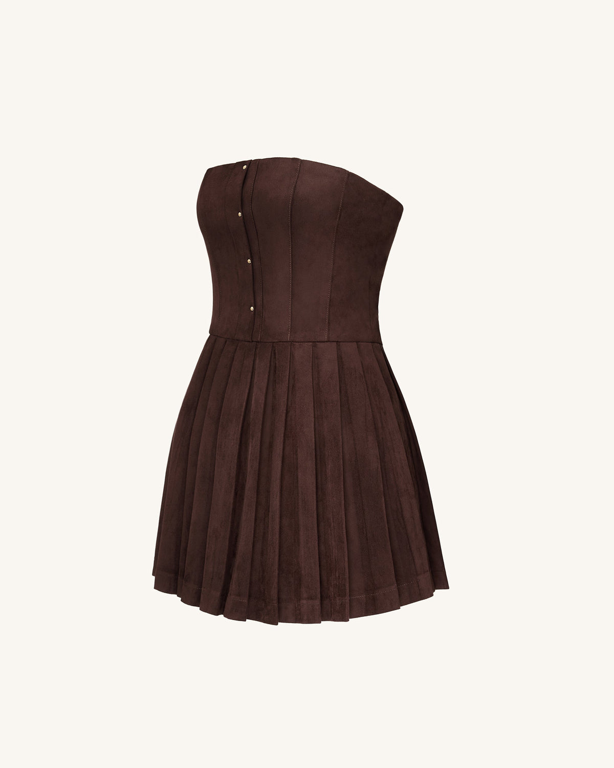 Ellie Pleated Velvet Dress - Chocolate Brown | JW PEI