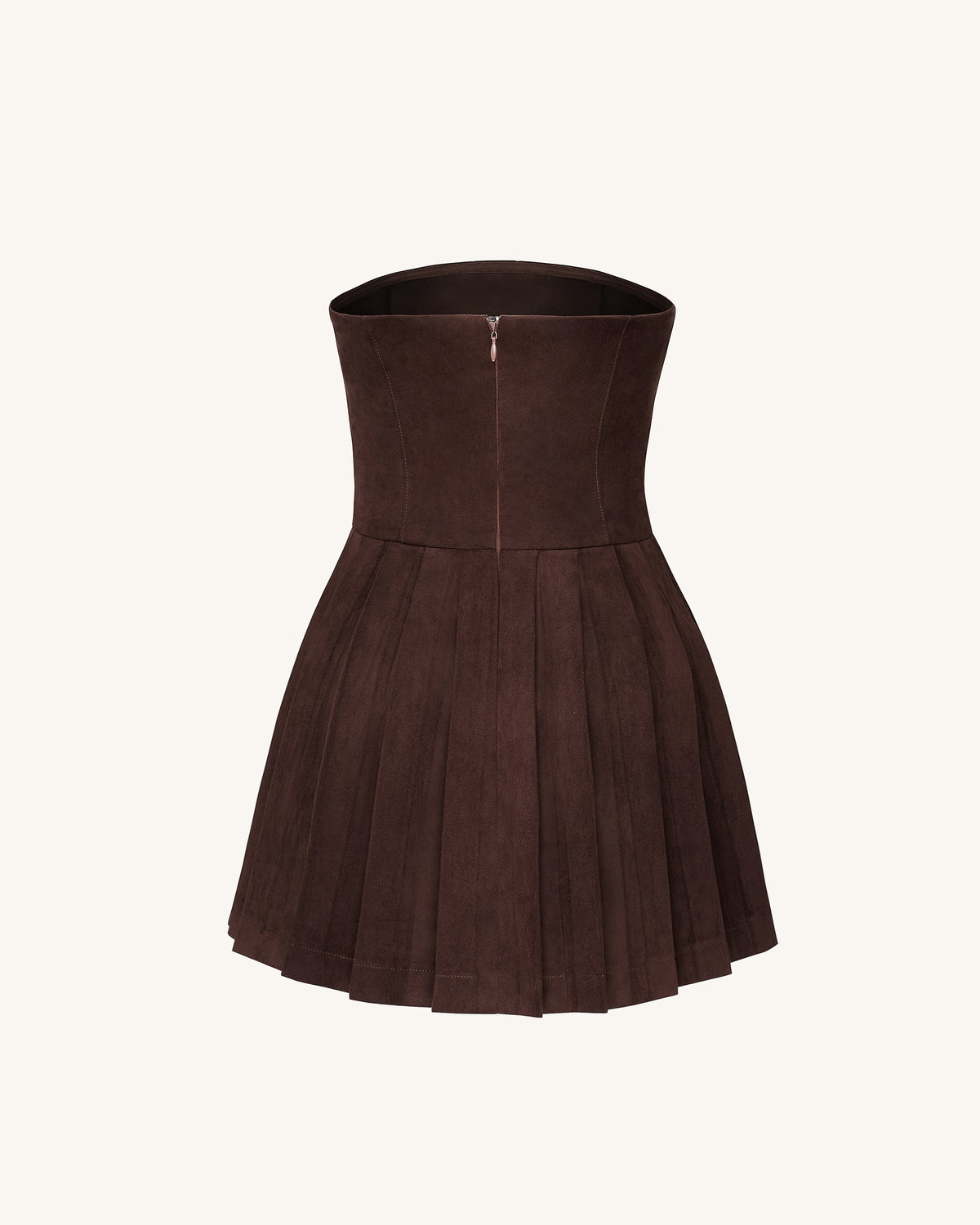 Ellie Pleated Velvet Dress - Chocolate Brown | JW PEI