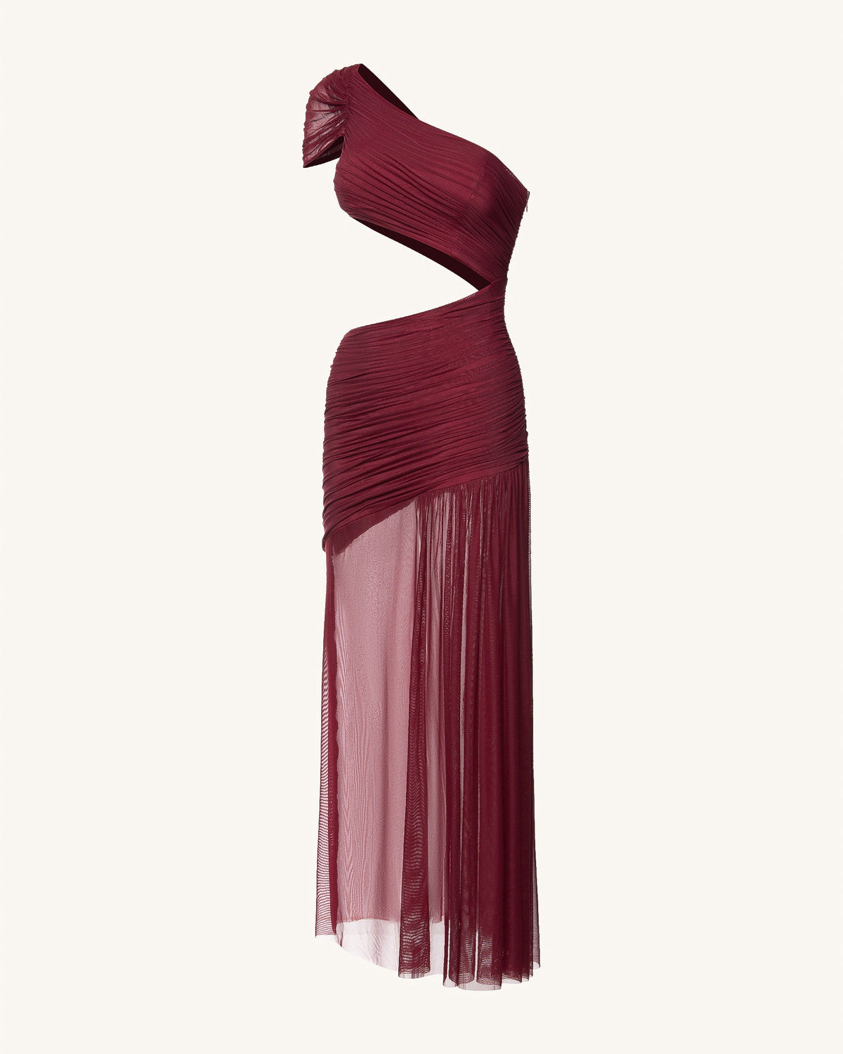 Mia Pleated Mesh Dress - Burgundy | JW PEI