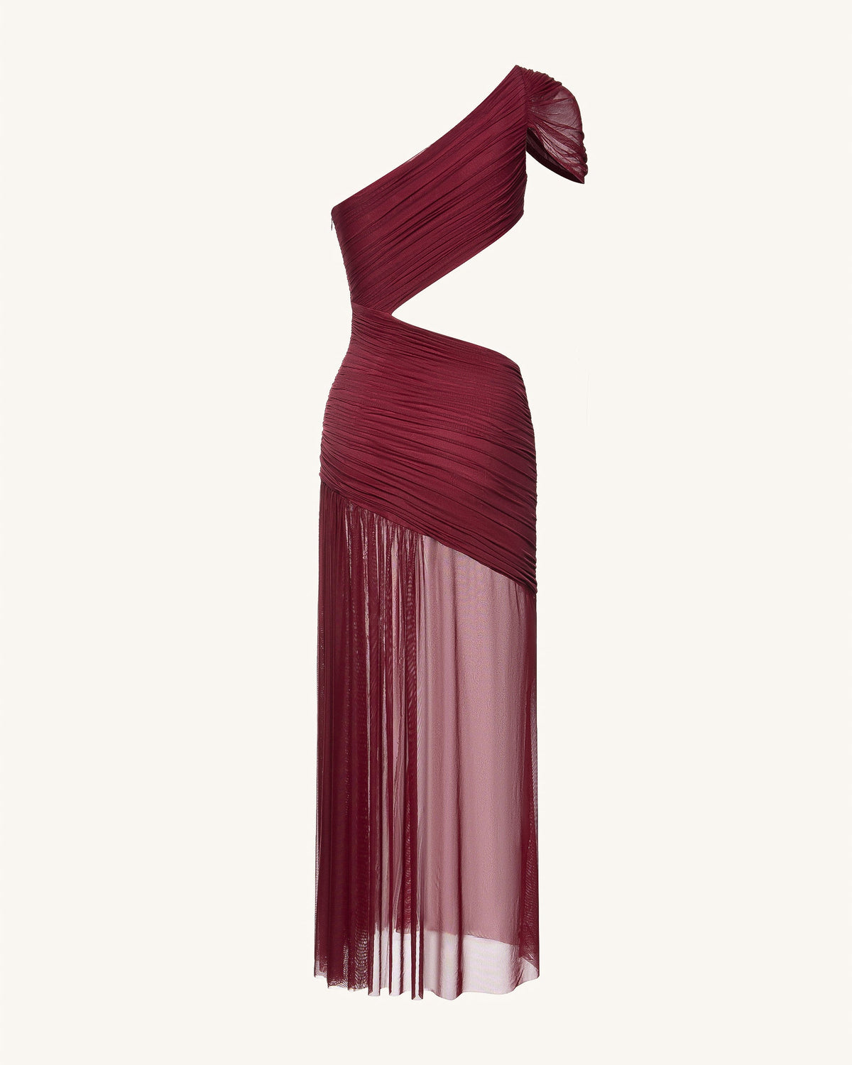Mia Pleated Mesh Dress - Burgundy | JW PEI