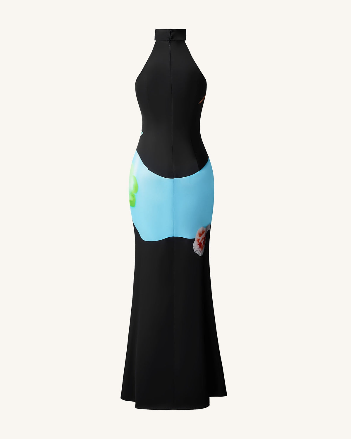 Floral Satin Halter Dress - Multicolor Black | JW PEI