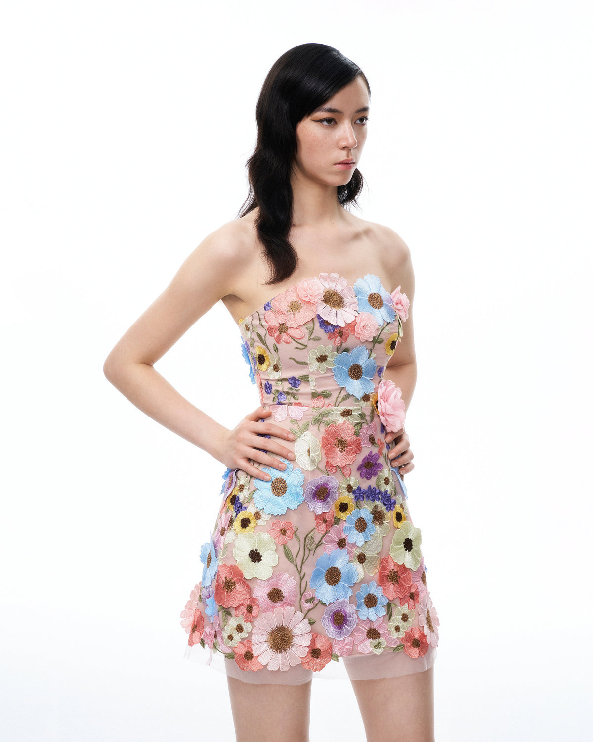 Odalys Floral Embroidered Mini Dress - Pastel Multi | JW PEI