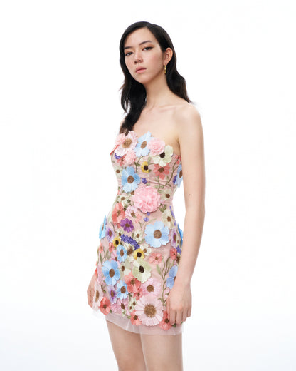Odalys Floral Embroidered Mini Dress - Pastel Multi | JW PEI