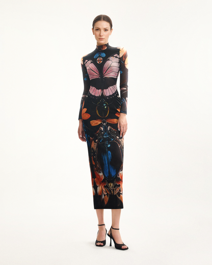 Double-layered Mesh Sheer Butterfly and Beetle Gown - Multicolor | JW PEI